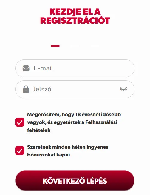 Betista regisztrációs űrlap